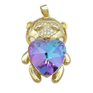 Copper Mouse Pendant Pave Crystal Glass Zircon Gold Plated, approx 23-35mm