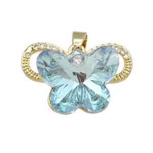 Copper Butterfly Pendant Pave Crystal Glass Zircon Gold Plated, approx 15-18mm, 18-25mm