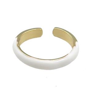 Copper Rings White Enamel Gold Plated, approx 4mm, 18mm dia