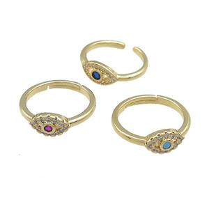 Copper Rings Pave Zircon Eye Gold Plated, approx 7-11mm, 18mm dia