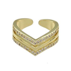 Copper Rings Pave Zircon Gold Plated, approx 8-12mm, 18mm dia