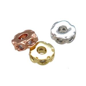 Copper Heishi Spacer Beads Pave Zircon Rondelle Mixed, approx 10mm