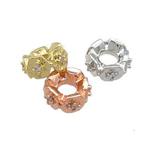 Copper Rondelle Beads Pave Zircon Mixed, approx 8mm