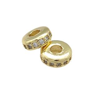 Copper Heishi Beads Pave Zircon Gold Plated, approx 6mm