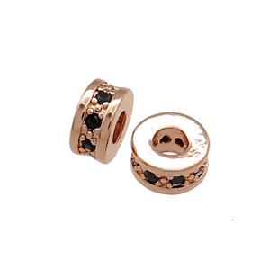 Copper Heishi Beads Pave Zircon Rose Gold, approx 10mm