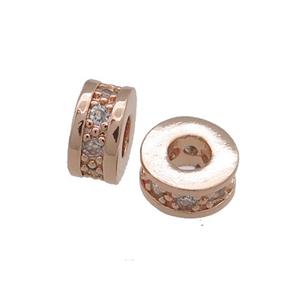 Copper Heishi Beads Pave Zircon Rose Gold, approx 10mm