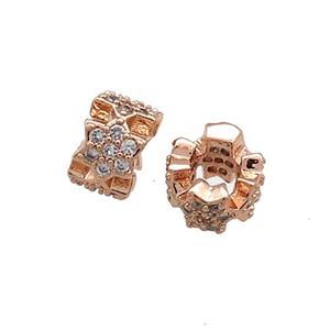 Copper Rondelle Beads Pave Zircon Rose Gold, approx 10mm