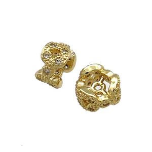 Copper Rondelle Beads Pave Zircon Gold Plated, approx 8mm