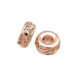 Copper Heishi Beads Pave Zircon Rose Gold, approx 6mm