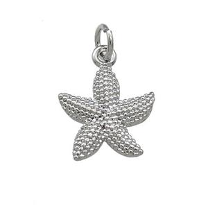 Copper Starfish Pendant Platinum Plated, approx 13-14mm