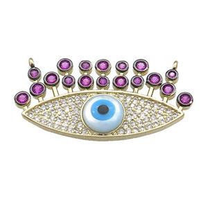 Evil Eye Charms Copper Pendant Pave Zircon 2loops Gold Plated, approx 16-32mm