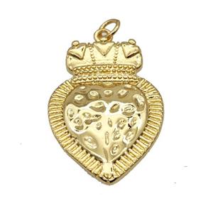 Copper Heart Pendant Crown Gold Plated, approx 21-30mm