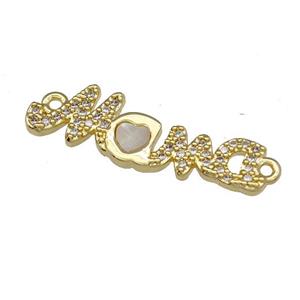 Mama Charms Copper Connector Pave Shell Zirconia 18K Gold Plated, approx 8-28mm