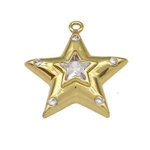 Copper Star Pendant Micro Pave Zirconia Gold Plated, approx 17mm