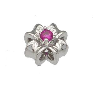 Copper Flower Micro Pave Zirconia Platinum Plated, approx 8mm