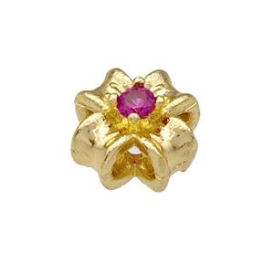 Copper Flower Micro Pave Zirconia Gold Plated, approx 8mm