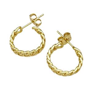 Copper Stud Earrings Gold Plated, approx 16mm