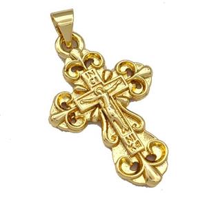 Jesus Charms Copper Crucifix Cross Pendant Gold Plated, approx 18-25mm