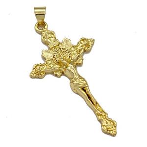 Copper Crucifix Cross Pendant Jesus Gold Plated, approx 22-40mm