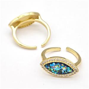 Copper Rings Pave Fire Opal Zirconia Eye 18K Gold Plated, approx 11-19mm, 18mm dia