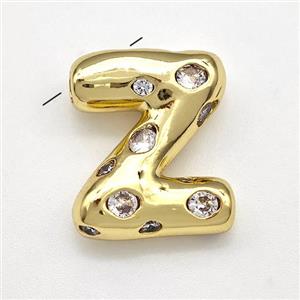 Copper Letter-Z Pendant Micro Pave Zirconia Gold Plated, approx 14-20mm