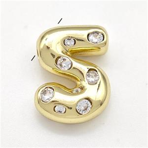 Copper Number-5 Pendant Micro Pave Zirconia Gold Plated, approx 10-20mm