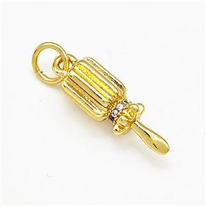 Copper Pendant Pave Zircon Gold Plated, approx 6.5-18mm