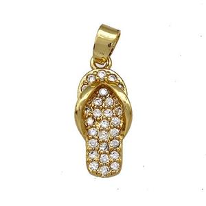 Copper Shoes Charms Pendant Pave Zircon Gold Plated, approx 7-14mm