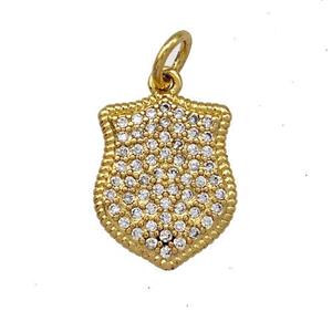 Copper Shield Pendant Pave Zirconia Gold Plated, approx 11-13.5mm