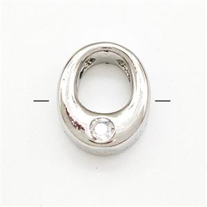 Copper Letter-O Beads Pave Zircon Platinum Plated, approx 6-12mm