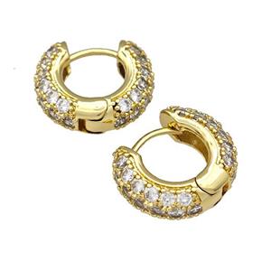 Copper Hoop Earring Micro Pave Zirconia Gold Plated, approx 18mm dia