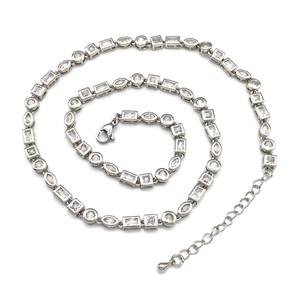 Copper Necklaces Pave Zircon Platinum Plated, approx 4-6mm, 40-45cm length