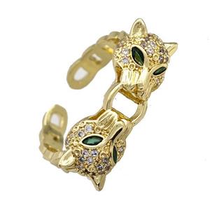 Copper Leopard Rings Micro Pave Zirconia Gold Plated, approx 8-10mm, 18mm dia