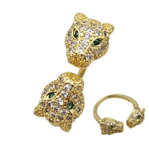 Copper Leopard Rings Micro Pave Zirconia Gold Plated, approx 9-11mm, 18mm dia