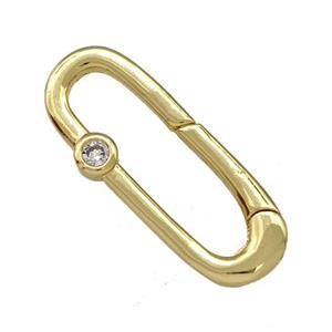 Copper Carabiner Clasp Micro Pave Zirconia Gold Plated, approx 10-26mm