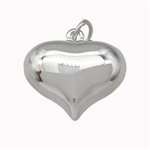 Copper Heart Pendant Hollow Platinum Plated, approx 25mm