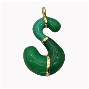 Copper Letter-S Pendant Enamel Gold Plated, approx 11-20mm