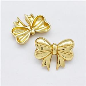 Copper Bow Stud Earrings Gold Plated, approx 16-20mm