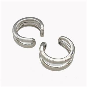 Copper Clip Earrings Platinum Plated, approx 5mm, 14mm dia