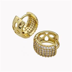 Copper Hoop Earrings Pave Zirconia Gold Plated, approx 8.5mm, 14mm dia