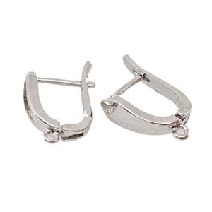 Copper Latchback Earrings With Loop Platinum Plated, approx 12-16mm