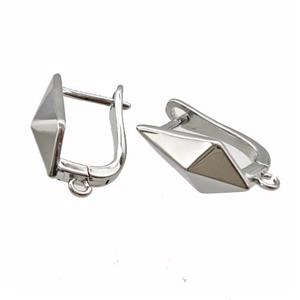 Copper Latchback Earrings With Loop Platinum Plated, approx 8-16mm, 12-16mm