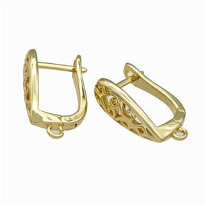 Copper Latchback Earrings With Loop Gold Plated, approx 6-16mm, 12-16mm