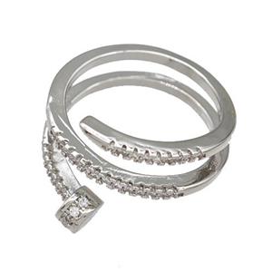 Copper Rings Pave Zirconia Platinum Plated, approx 12mm, 18mm dia