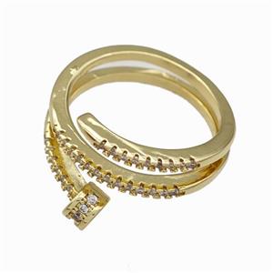 Copper Rings Pave Zirconia Gold Plated, approx 12mm, 18mm dia