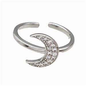 Copper Moon Rings Pave Zirconia Platinum Plated, approx 10-12mm, 18mm dia