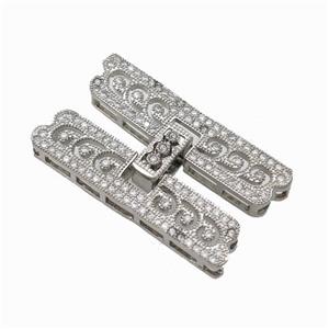 Copper Clasp Pave Zirconia Platinum Plated, approx 8-34mm