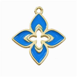 Copper Clover Pendant Blue Enamel Cross Gold Plated, approx 20mm