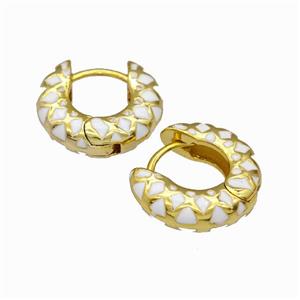 Copper Hoop Earring White Enamel Gold Plated, approx 5mm, 18.5mm dia