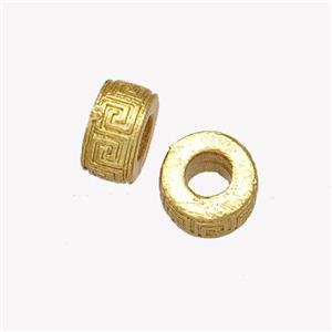 Copper Rondelle Beads Reander Large Hole Gold Plated, approx 6.5mm, 3mm hole